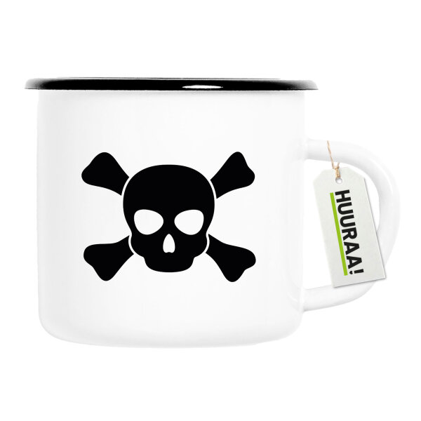 Emaille Tasse Pirat Totenschädel 300ml Vintage Emaille Becher