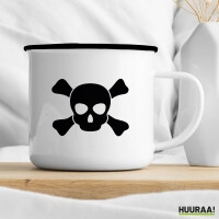 Emaille Tasse Pirat Totenschädel 300ml Vintage Emaille Becher