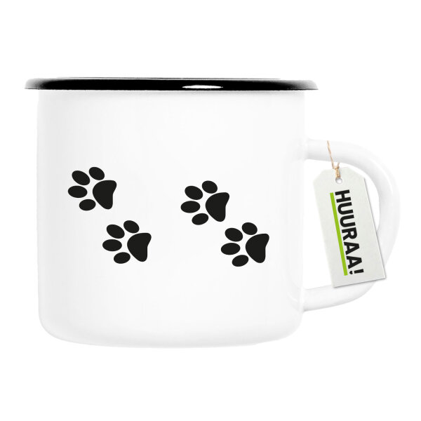 Emaille Tasse Fußtapsen Tapsen 300ml Vintage Emaille Becher