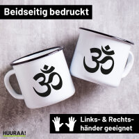 Emaille Tasse Om Symbol 300ml Vintage Emaille Becher