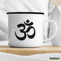 Emaille Tasse Om Symbol 300ml Vintage Emaille Becher