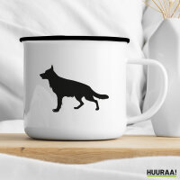 Emaille Tasse Deutscher Schäferhund Silhouette 300ml Vintage Emaille Becher