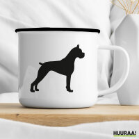 Emaille Tasse Deutscher Boxer Silhouette 300ml Vintage Emaille Becher