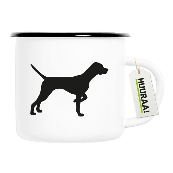 Emaille Tasse English Pointer Silhouette 300ml Vintage Emaille Becher
