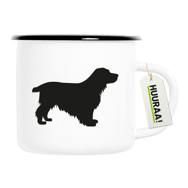 Emaille Tasse English Cocker Spaniel Silhouette 300ml Vintage Emaille Becher