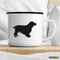 Emaille Tasse English Cocker Spaniel Silhouette 300ml Vintage Emaille Becher