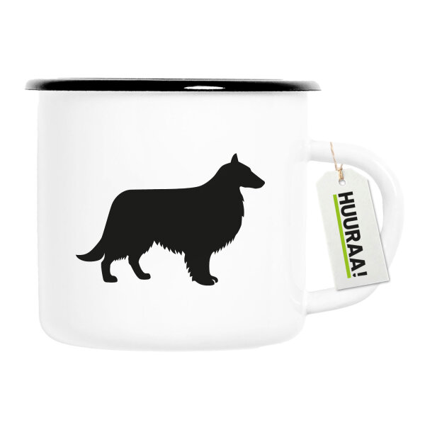 Emaille Tasse Collie Sheltie Silhouette 300ml Vintage Emaille Becher