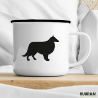 Emaille Tasse Collie Sheltie Silhouette 300ml Vintage Emaille Becher