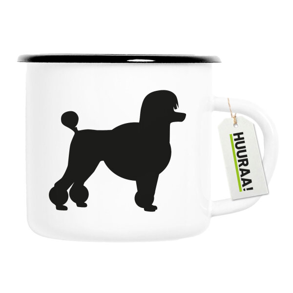 Emaille Tasse Pudel Silhouette 300ml Vintage Emaille Becher
