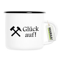 Emaille Tasse Glück auf! Ruhrpott 300ml Vintage...