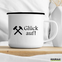 Emaille Tasse Glück auf! Ruhrpott 300ml Vintage Emaille Becher