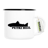 Emaille Tasse Petri Heil Fischergruß 300ml Vintage...