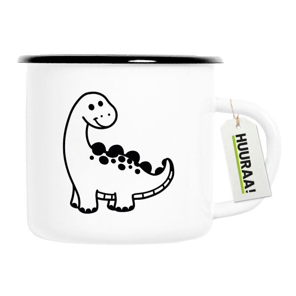 Emaille Tasse Apatosaurus  Dinosaurier 300ml Vintage Emaille Becher