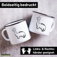 Emaille Tasse Brontosaurus Dinosaurier 300ml Vintage...