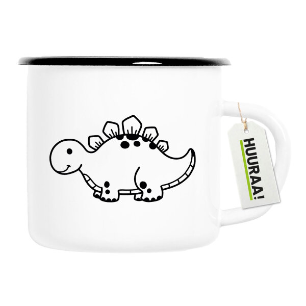 Emaille Tasse Stegosaurus Dinosaurier 300ml Vintage Emaille Becher