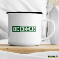 Emaille Tasse Be Vegan Modern 300ml Vintage Emaille Becher
