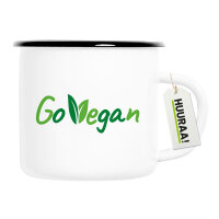Emaille Tasse Go Vegan Blätter 300ml Vintage Emaille...