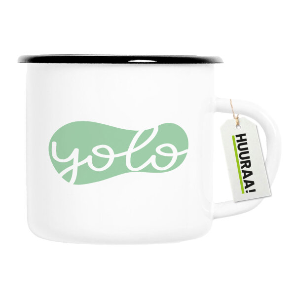 Emaille Tasse YOLO you only live once 300ml Vintage Emaille Becher