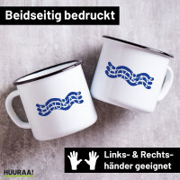 Emaille Tasse Hooray Hurra  300ml Vintage Emaille Becher