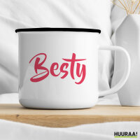 Emaille Tasse Besty Bestie 300ml Vintage Emaille Becher