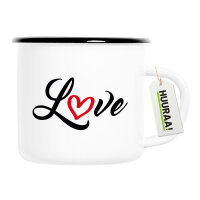 Emaille Tasse Love Herz Hearth 300ml Vintage Emaille Becher