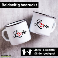 Emaille Tasse Love Herz Hearth 300ml Vintage Emaille Becher