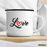 Emaille Tasse Love Herz Hearth 300ml Vintage Emaille Becher