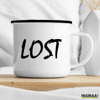 Emaille Tasse Lost Jugendwort 300ml Vintage Emaille Becher