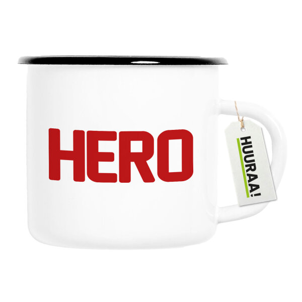 Emaille Tasse Hero Held 300ml Vintage Emaille Becher