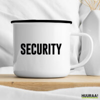 Emaille Tasse Security Schriftzug 300ml Vintage Emaille Becher