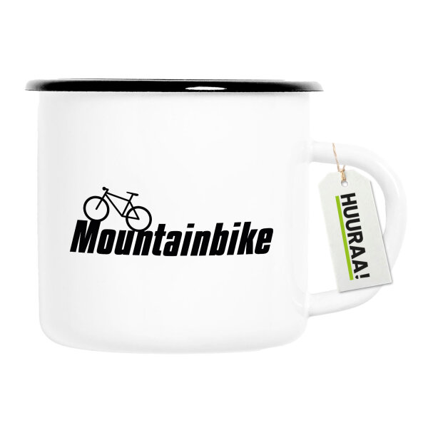 Emaille Tasse Mountain Bike Fahrrad 300ml Vintage Emaille Becher
