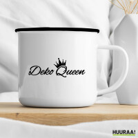 Emaille Tasse Deko Queen Krone 300ml Vintage Emaille Becher