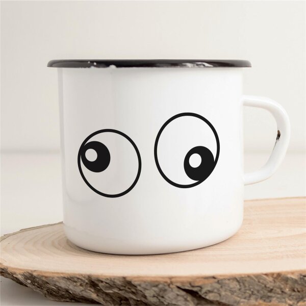 Emaille Tasse Freaky Eyes Vintage 300ml