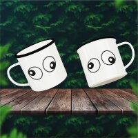 Emaille Tasse Freaky Eyes Vintage 300ml