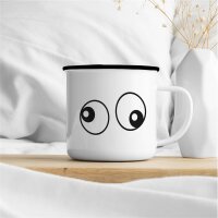 Emaille Tasse Freaky Eyes Vintage 300ml