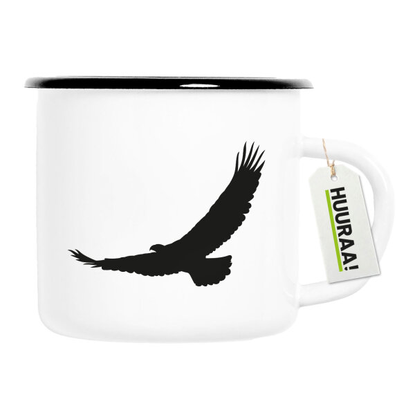 Emaille Tasse Eagle Silhouette  Adler 300ml Vintage Emaille Becher
