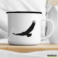 Emaille Tasse Eagle Silhouette  Adler 300ml Vintage Emaille Becher