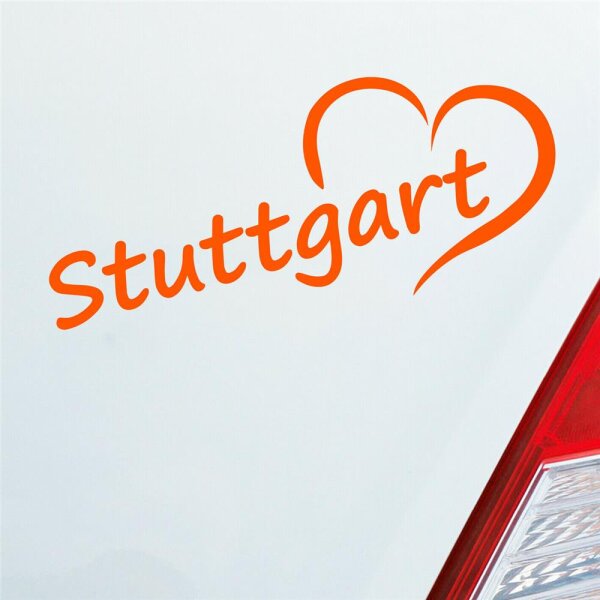 Autoaufkleber Stuttgart Herz  Orange ca. 19x8cm