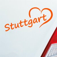 Autoaufkleber Stuttgart Herz  Orange ca. 19x8cm