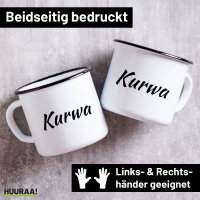 Emaille Tasse Kurwa Polnisch 300ml Vintage Emaille Becher