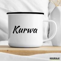 Emaille Tasse Kurwa Polnisch 300ml Vintage Emaille Becher