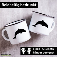 Emaille Tasse Delfin Silhouette 300ml Vintage Emaille Becher