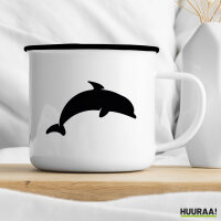 Emaille Tasse Delfin Silhouette 300ml Vintage Emaille Becher