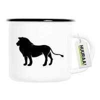 Emaille Tasse Löwe Silhouette 300ml Vintage Emaille...