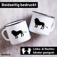 Emaille Tasse Löwe Silhouette 300ml Vintage Emaille...