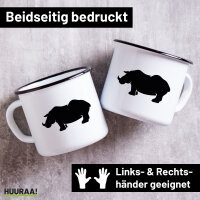 Emaille Tasse Nashorn Silhouette 300ml Vintage Emaille...