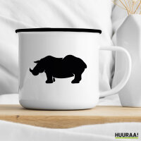 Emaille Tasse Nashorn Silhouette 300ml Vintage Emaille Becher