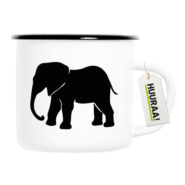 Emaille Tasse Elefant Silhouette 300ml Vintage Emaille Becher