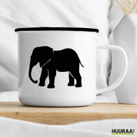 Emaille Tasse Elefant Silhouette 300ml Vintage Emaille Becher