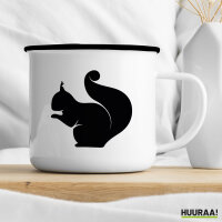 Emaille Tasse Eichhörnchen Silhouette 300ml Vintage Emaille Becher